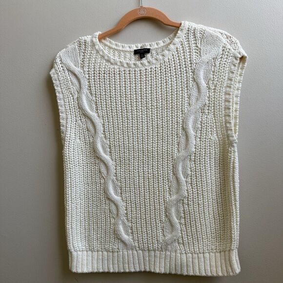 Talbots Sweater Womens Cable Knit Sleeveless Round Neck Casual Size S Petite - Picture 2 of 7